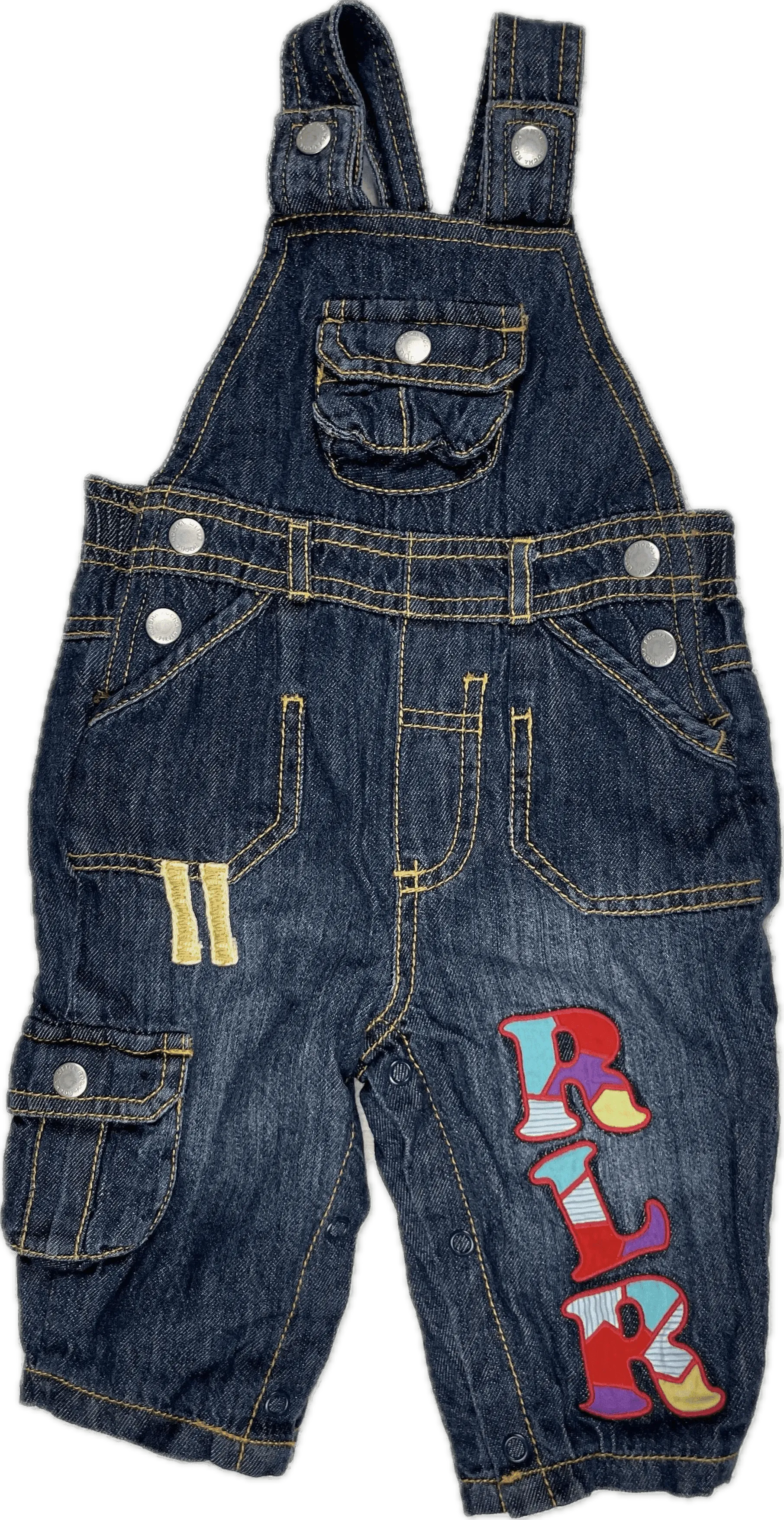 Little Rocha Classic Bib & Brace Denim Overalls - Size 3/6M