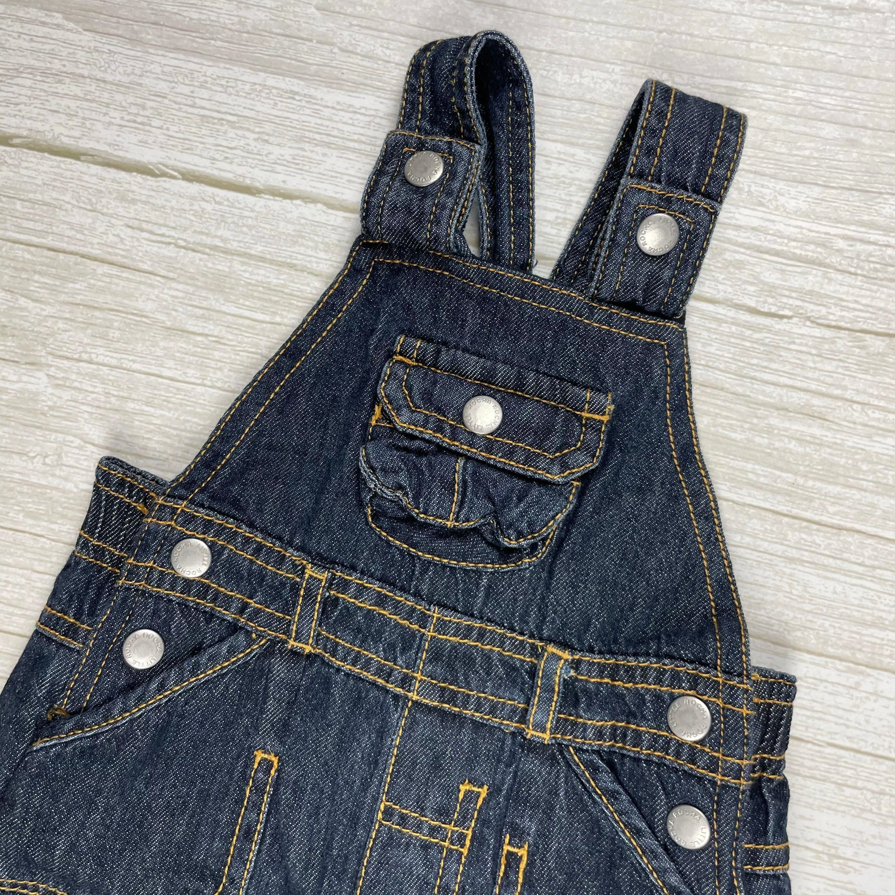 Little Rocha Classic Bib & Brace Denim Overalls - Size 3/6M