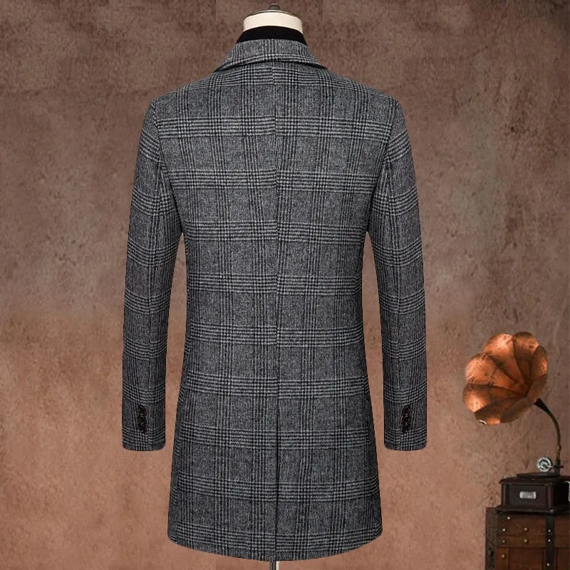 Men Wool Blends Coats Fashion Casual Long Coat