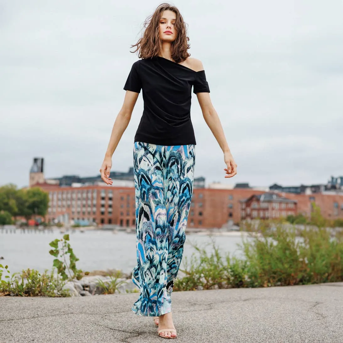Multi Print Soft Knit Palazzo Pant