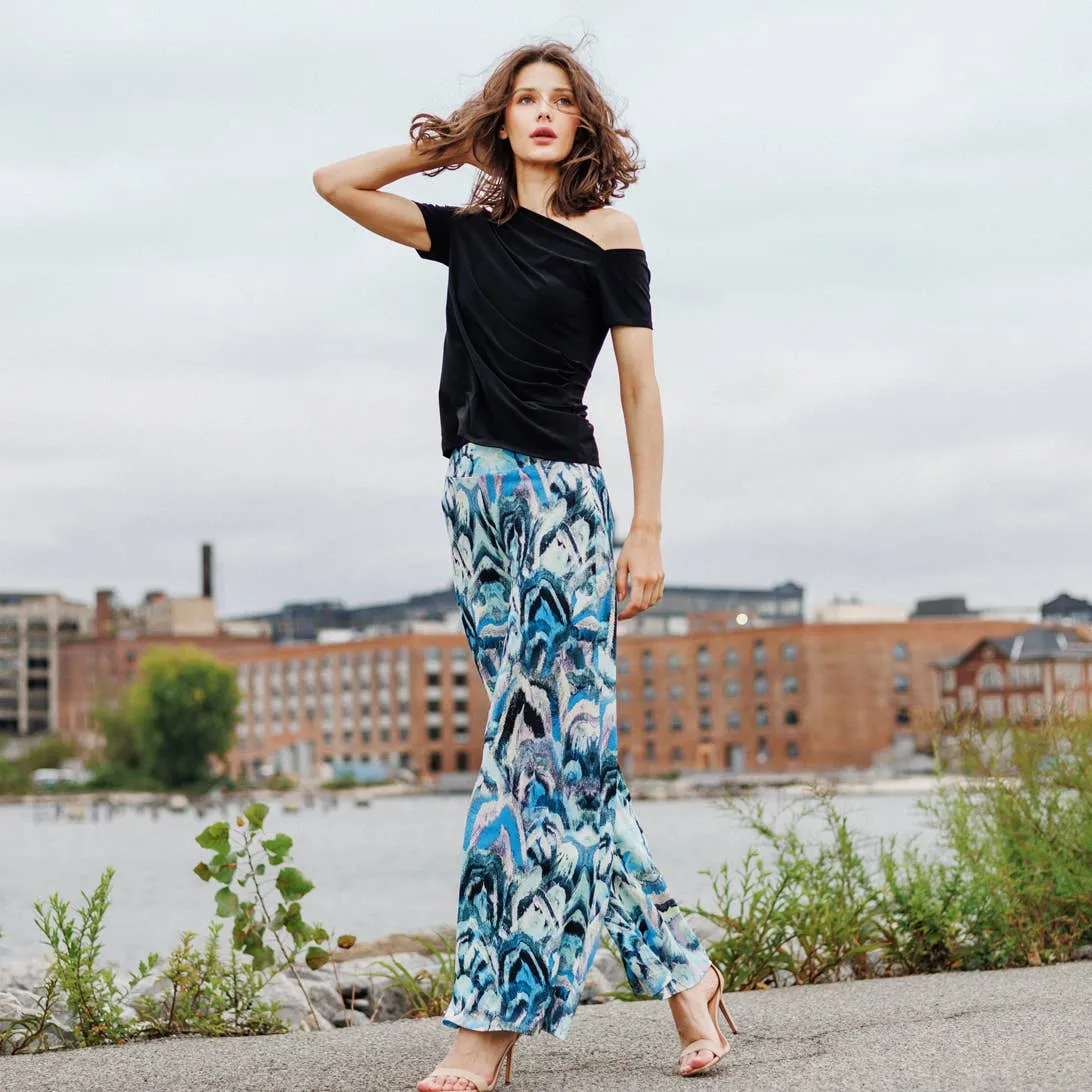 Multi Print Soft Knit Palazzo Pant