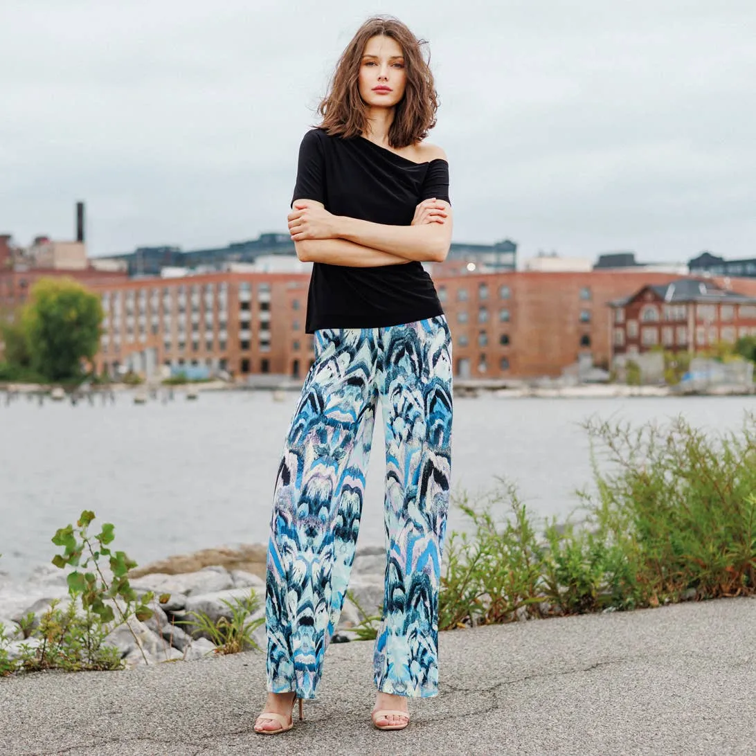 Multi Print Soft Knit Palazzo Pant