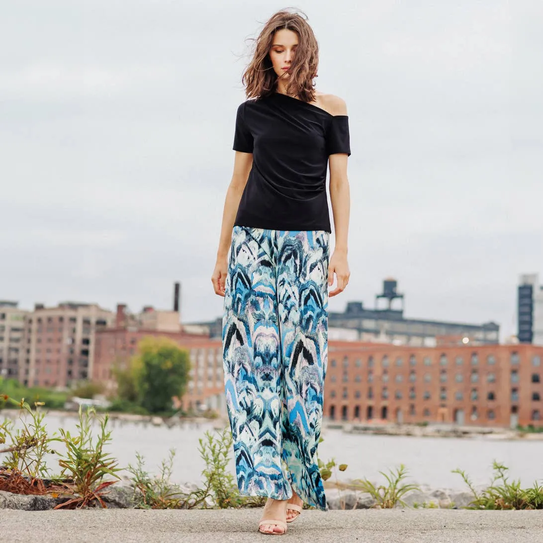 Multi Print Soft Knit Palazzo Pant