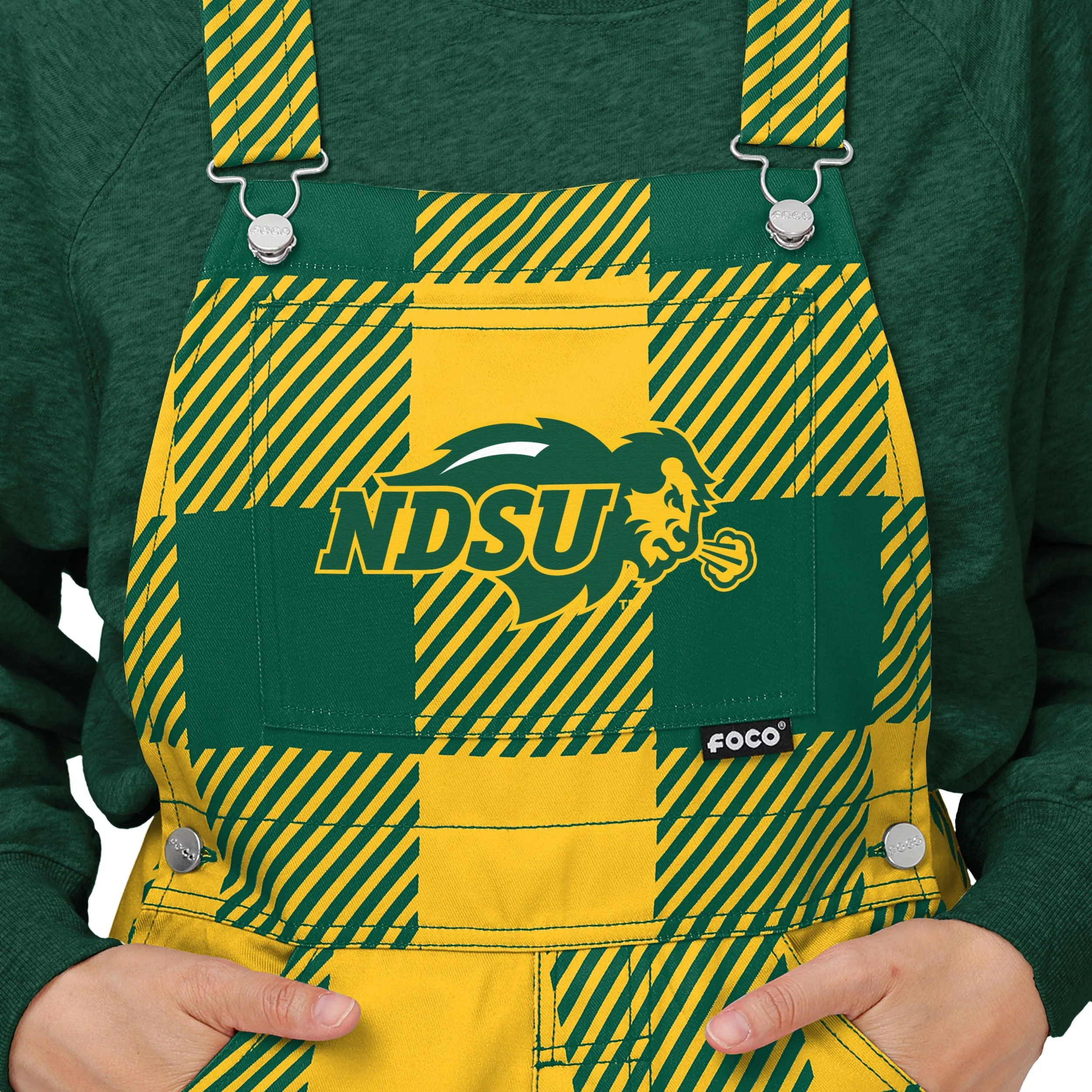 North Dakota State Bison NCAA Womens Plaid Bib Overalls