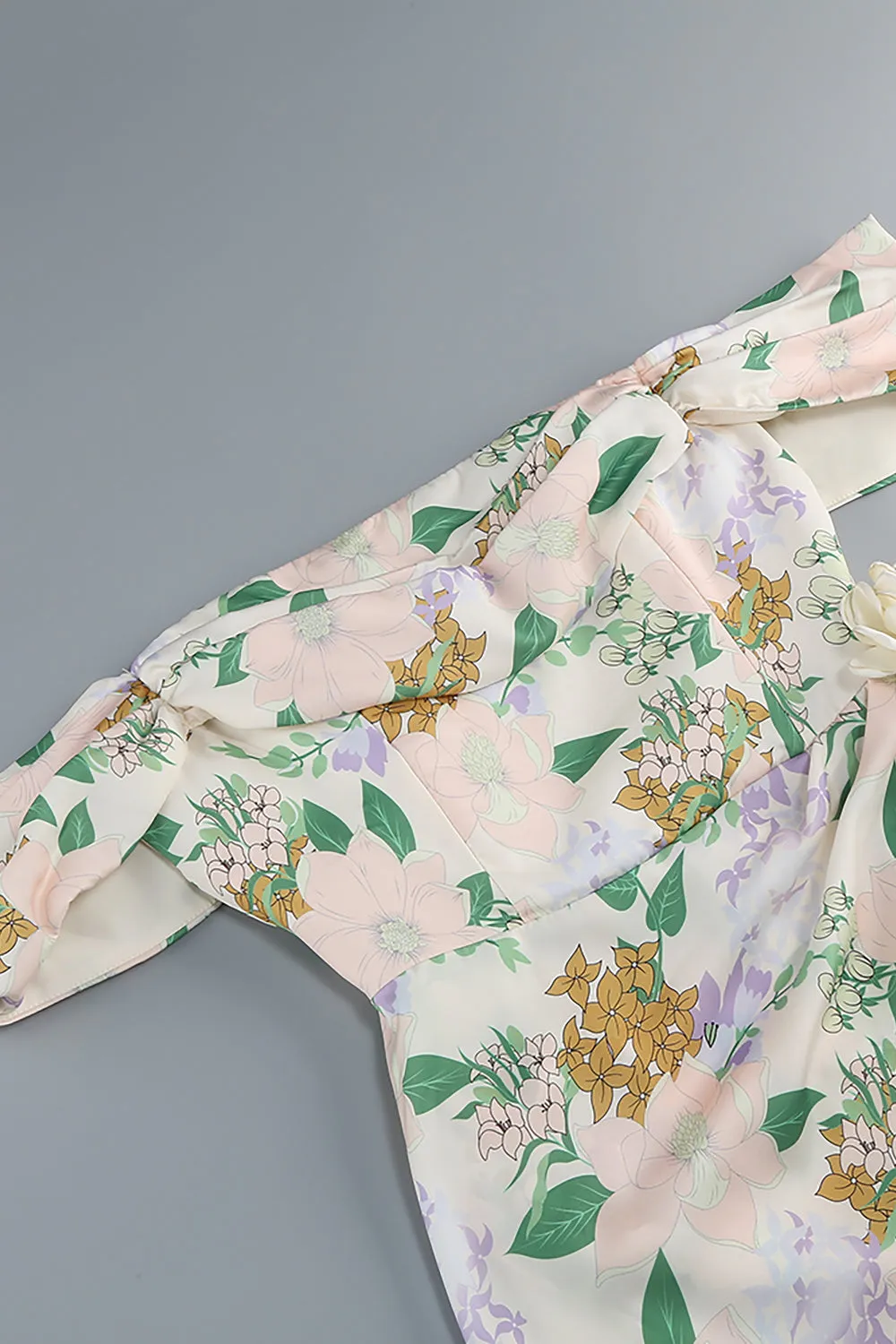 Off-shoulder Floral Printed Asymmetric Mini Dress