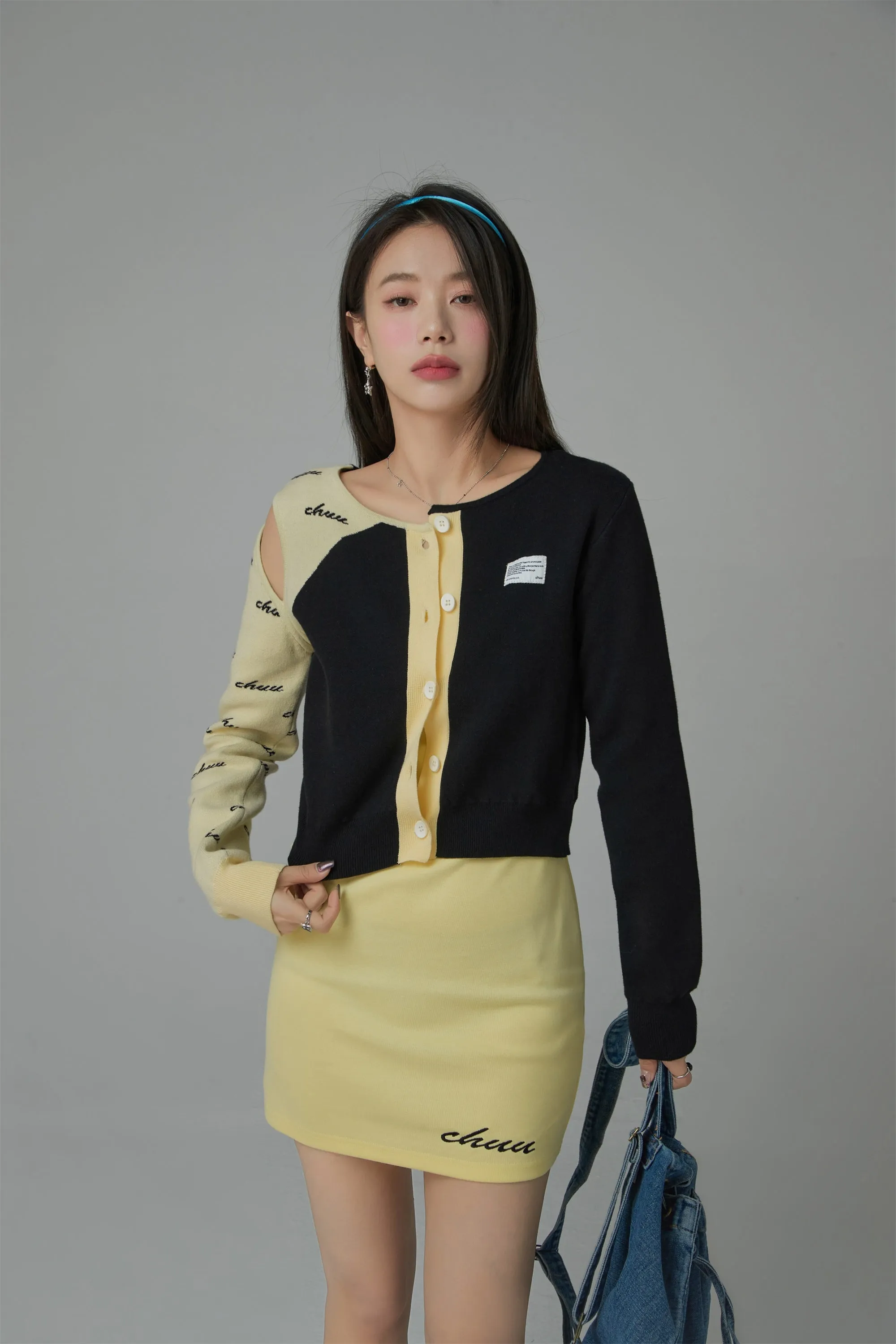 One-Shoulder Cutout Knit Cardigan