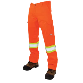 Orange Hi-Vis Relaxed Fit Twill Safety Cargo Work Pant by Tough Duck - Style SP01