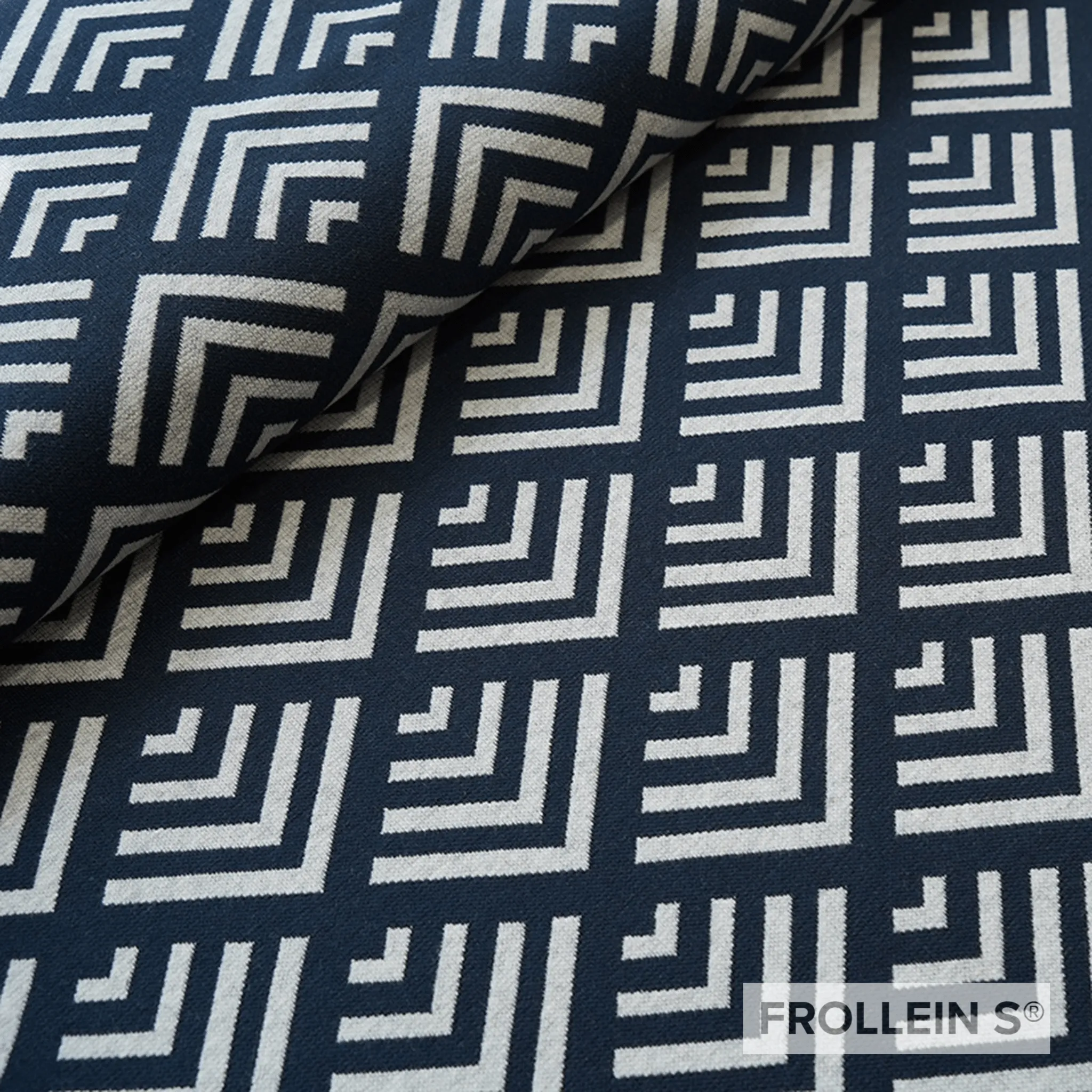 Organic Interlock Jacquard - Corners - Blue