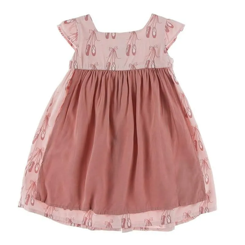 Print Bamboo Woven Garden Dress with Apron - Baby Rose Ballet