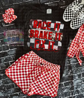 RACE IT BRAKE IT FIX IT repeat black comfort colors graphic tee