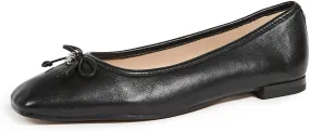 Sam Edelman Jillie Black Leather Cushioned Pointed Toe Detailed Ballet Flats