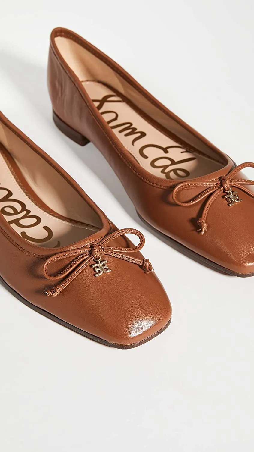 Sam Edelman Jillie Saddle Leather Cushioned Pointed Toe Detailed Ballet Flats
