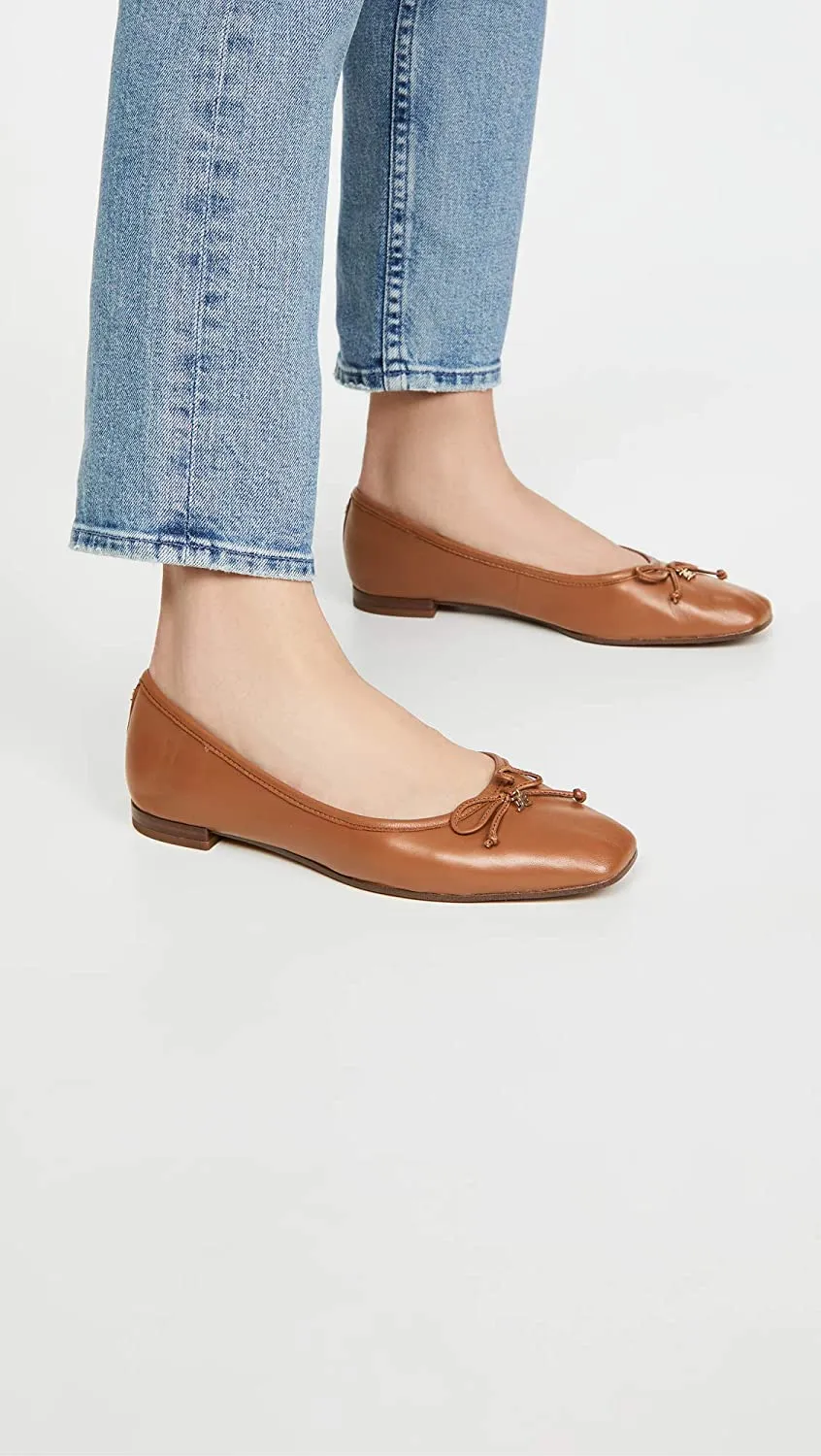 Sam Edelman Jillie Saddle Leather Cushioned Pointed Toe Detailed Ballet Flats