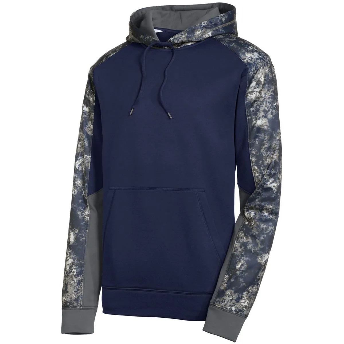 Sport-Tek Men's True Navy/Navy Sport-Wick Mineral Freeze Fleece Colorblock Hooded Pullover
