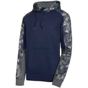 Sport-Tek Men's True Navy/Navy Sport-Wick Mineral Freeze Fleece Colorblock Hooded Pullover