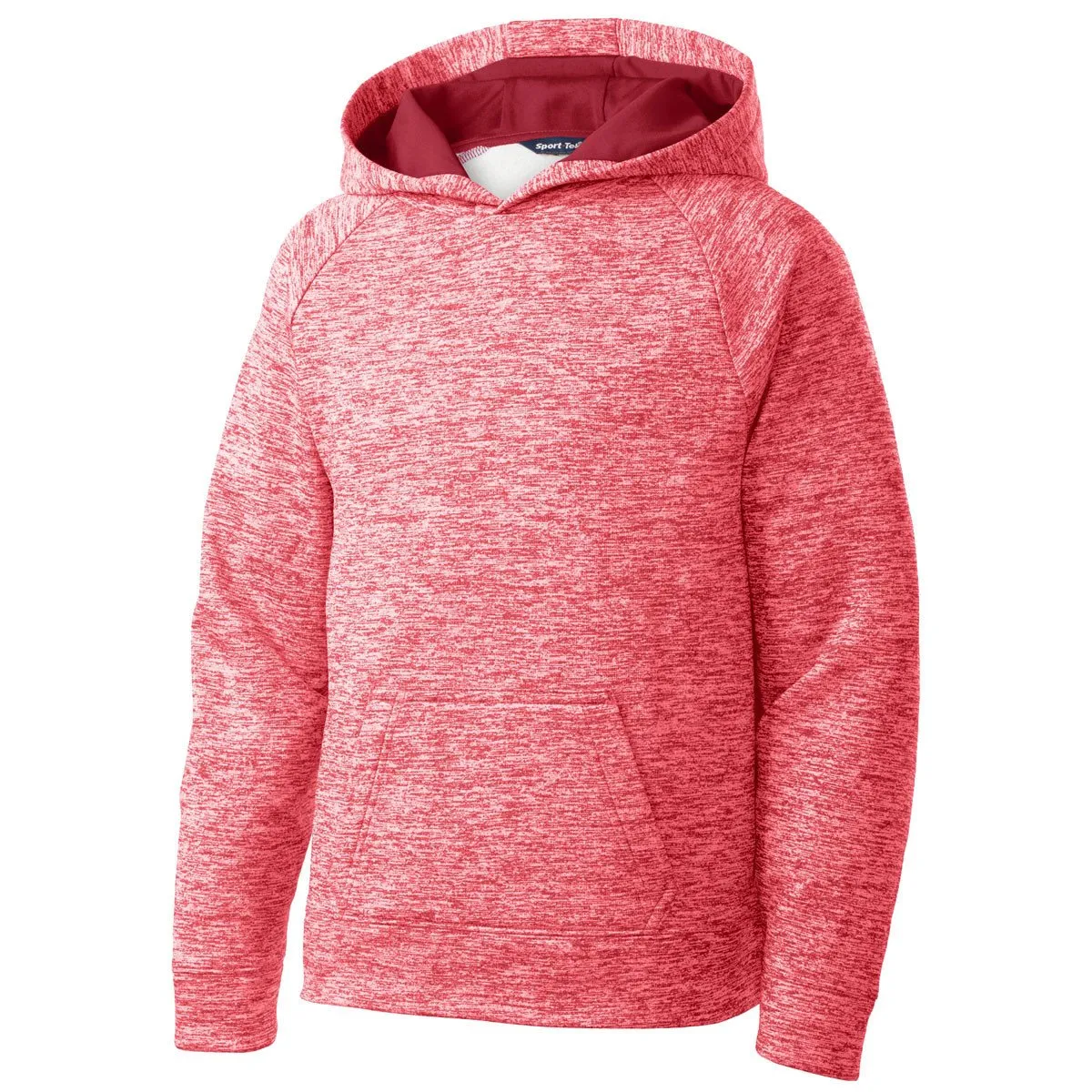 Sport-Tek Youth Deep Red Electric Heather PosiCharge Fleece Hooded Pullover