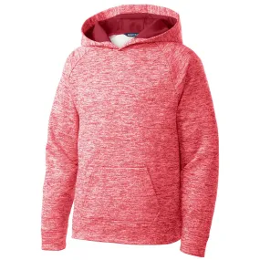 Sport-Tek Youth Deep Red Electric Heather PosiCharge Fleece Hooded Pullover