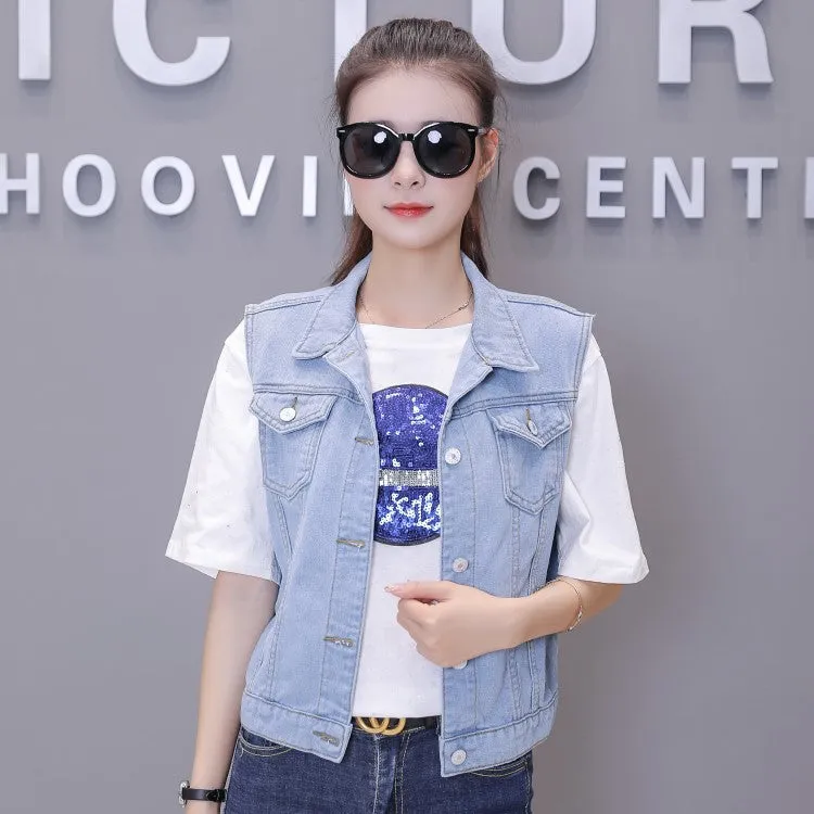 Spring And Autumn New Denim Coat Women's Large Vest