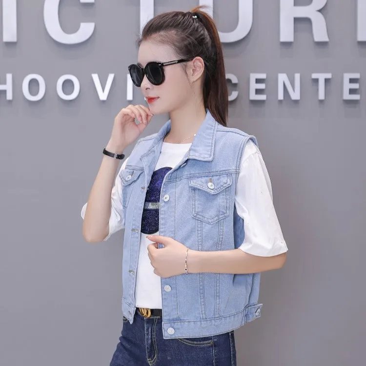 Spring And Autumn New Denim Coat Women's Large Vest