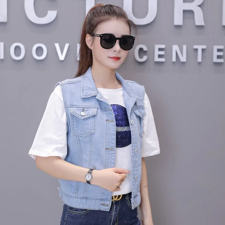Spring And Autumn New Denim Coat Women's Large Vest