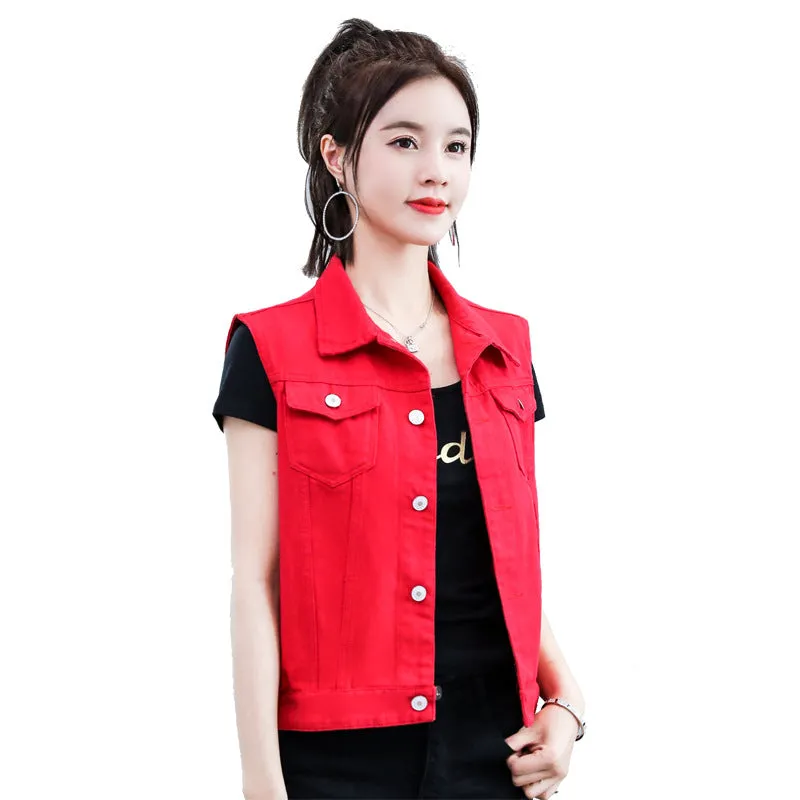 Spring And Autumn New Denim Coat Women's Large Vest