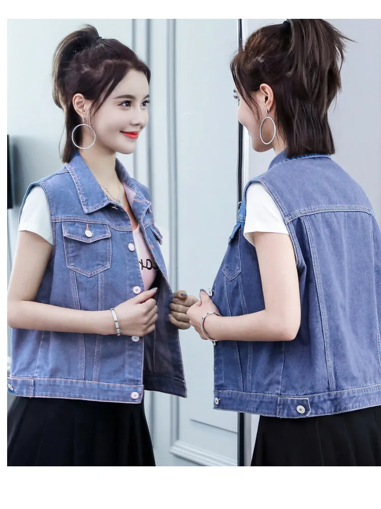 Spring And Autumn New Denim Coat Women's Large Vest