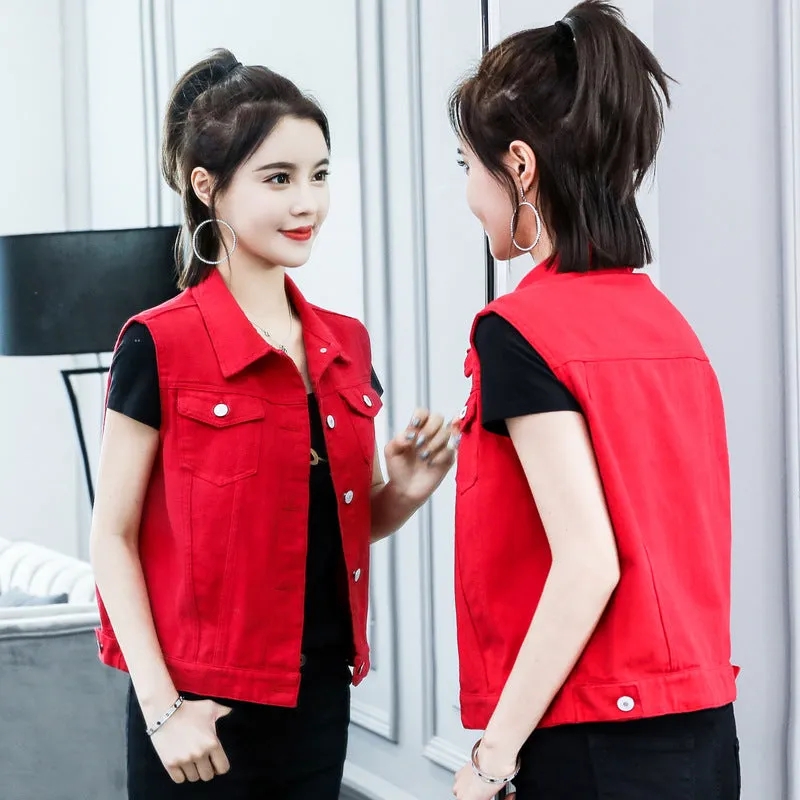 Spring And Autumn New Denim Coat Women's Large Vest