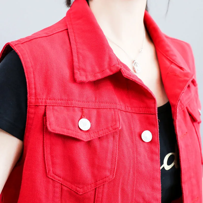 Spring And Autumn New Denim Coat Women's Large Vest