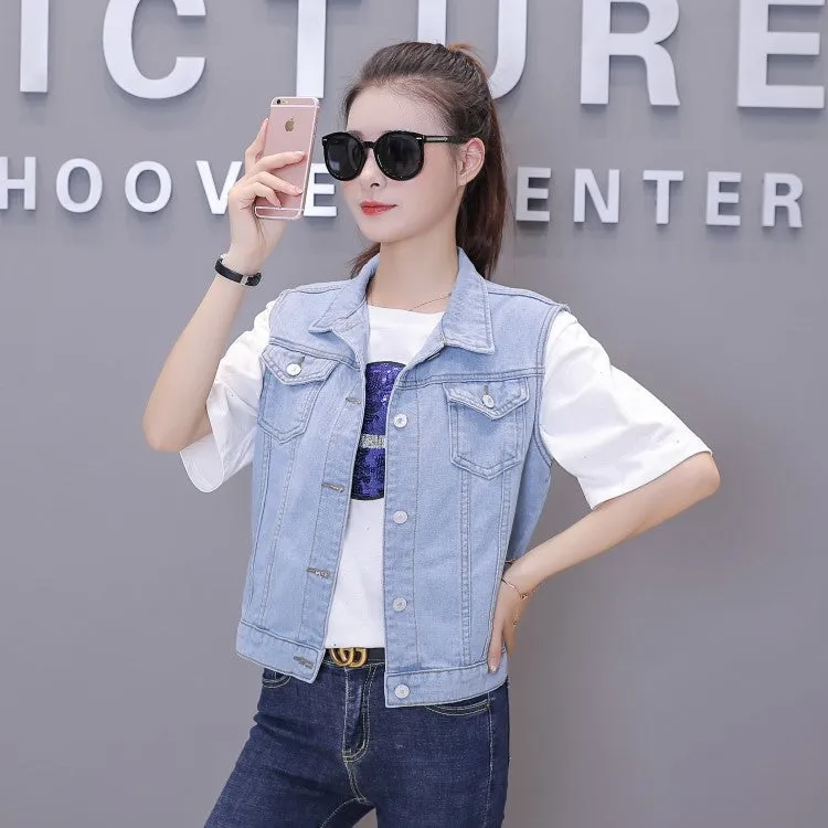 Spring And Autumn New Denim Coat Women's Large Vest