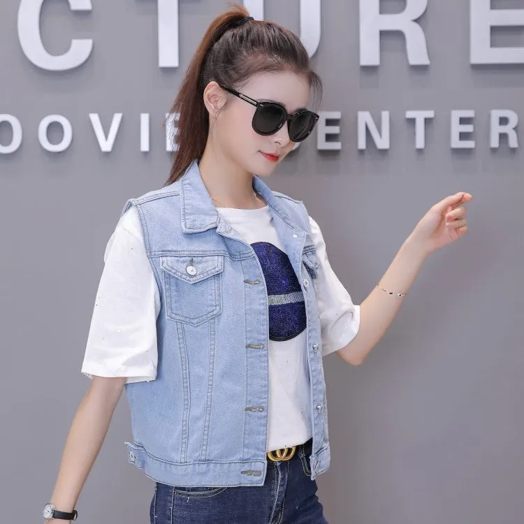 Spring And Autumn New Denim Coat Women's Large Vest