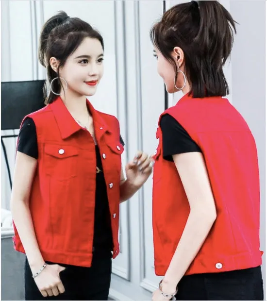 Spring And Autumn New Denim Coat Women's Large Vest