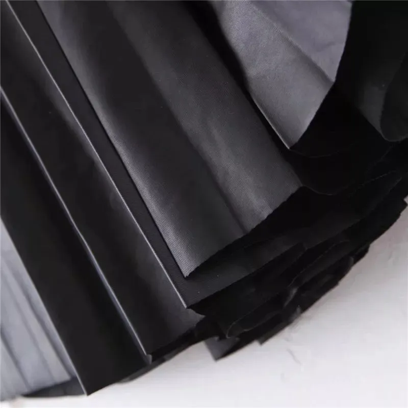 Stylish PU Leather Pleated Skirt with Belt