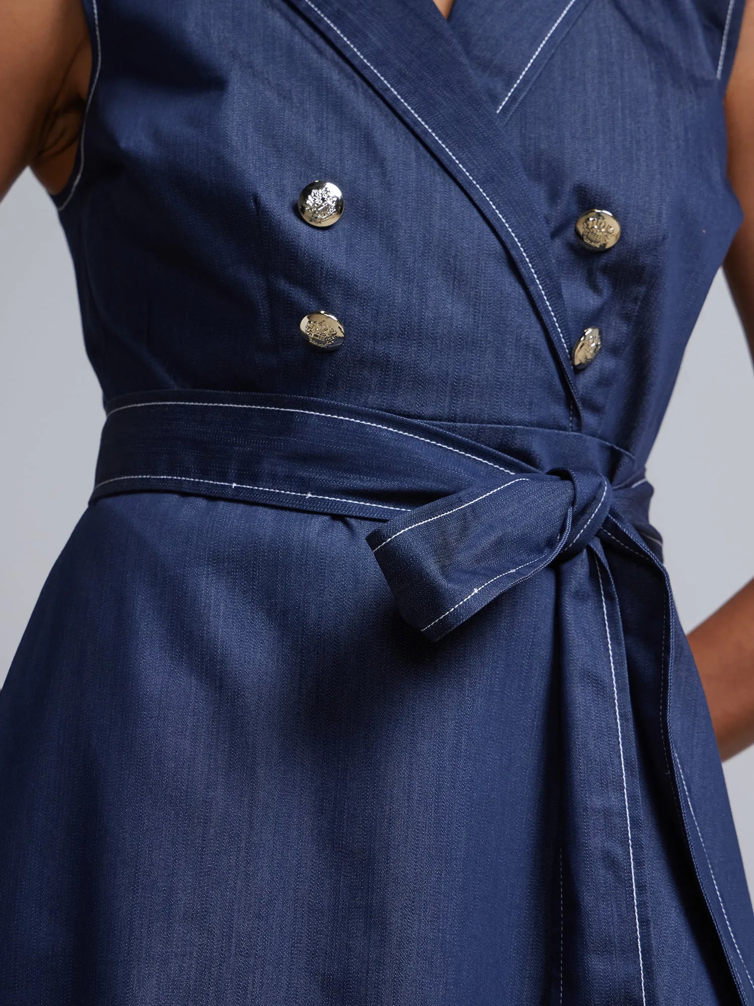 Tall V-Neck Belted Flare Dress