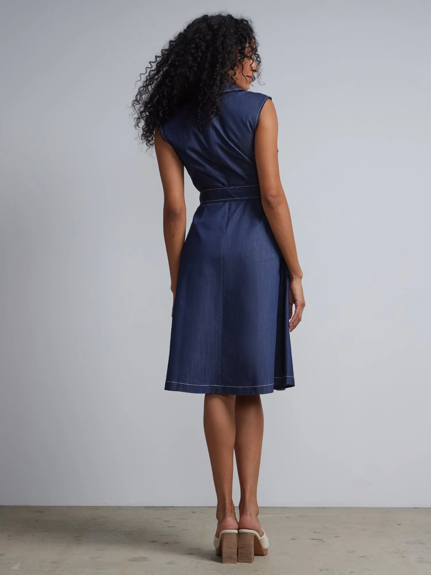 Tall V-Neck Belted Flare Dress