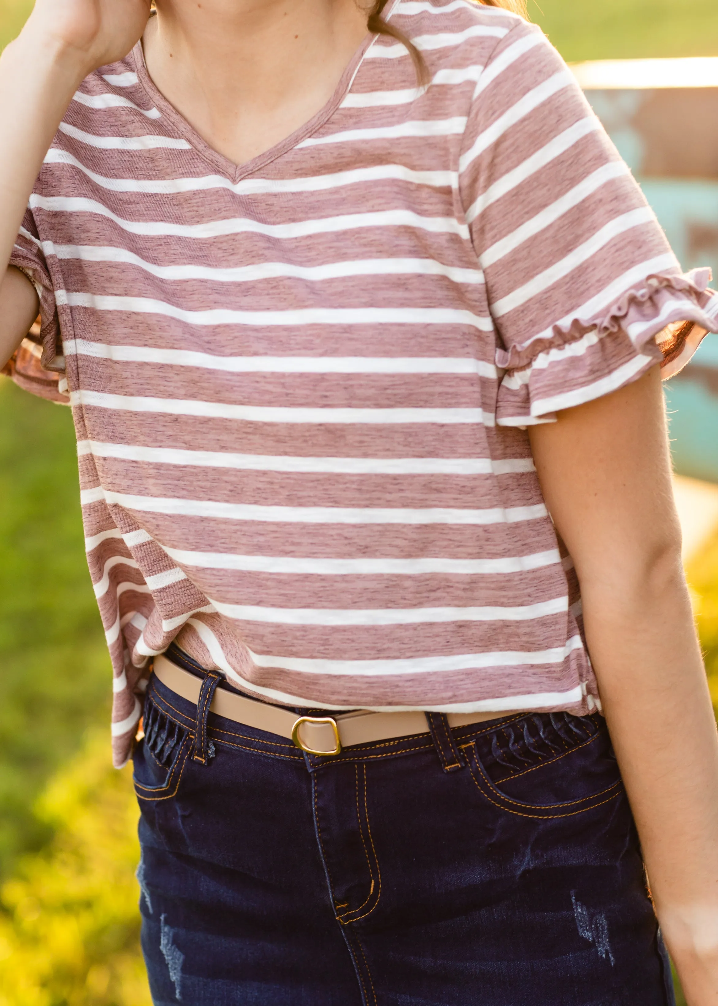 Taupe Faux Leather Skinny Belt - FINAL SALE