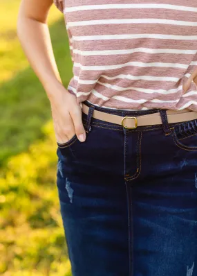 Taupe Faux Leather Skinny Belt - FINAL SALE