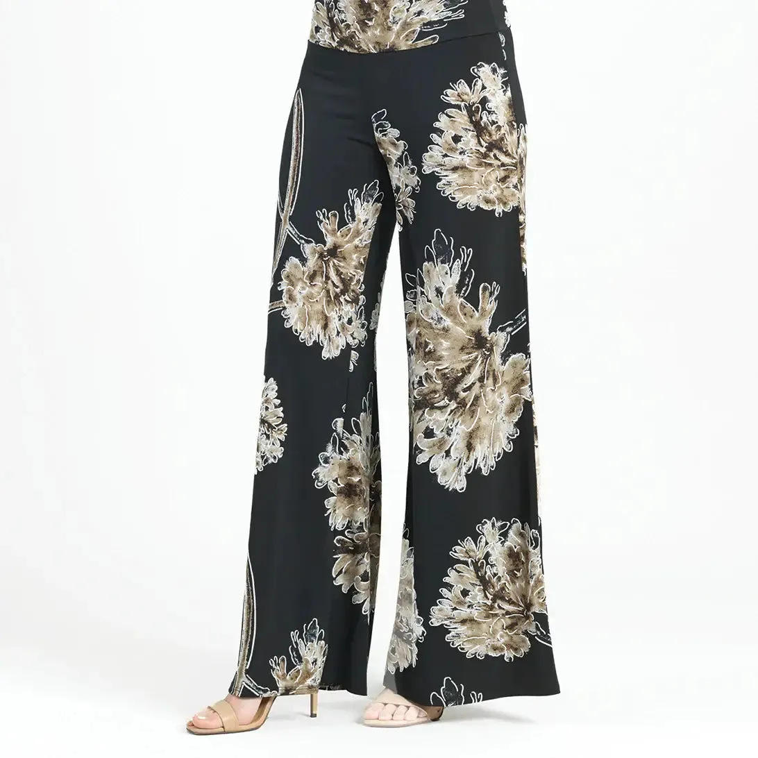 Textured Palazzo Pant - Mum Blossom: Black/Taupe