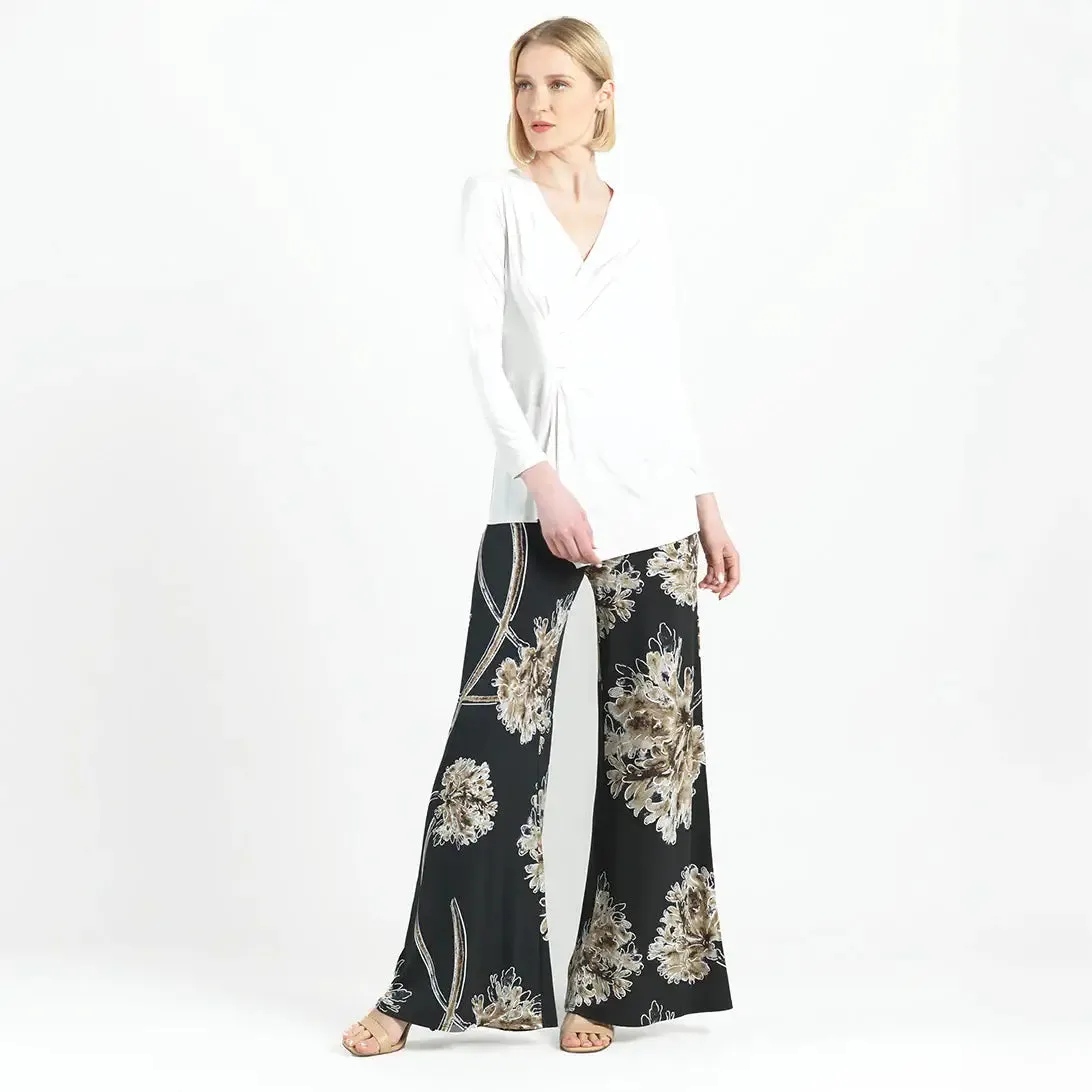 Textured Palazzo Pant - Mum Blossom: Black/Taupe