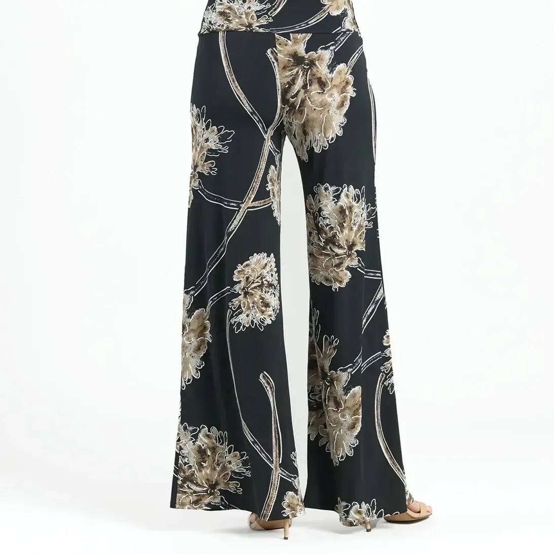 Textured Palazzo Pant - Mum Blossom: Black/Taupe