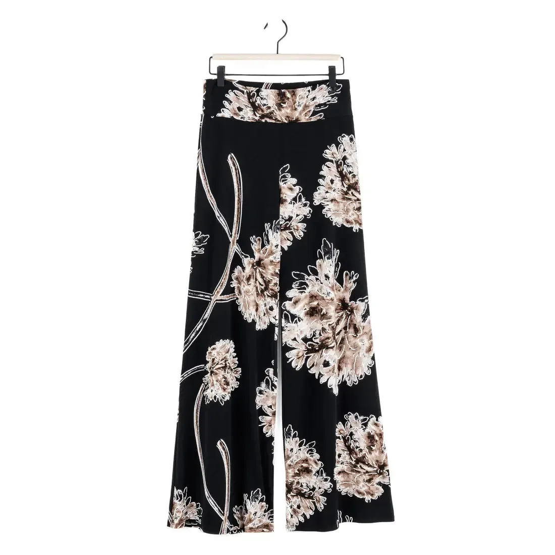 Textured Palazzo Pant - Mum Blossom: Black/Taupe