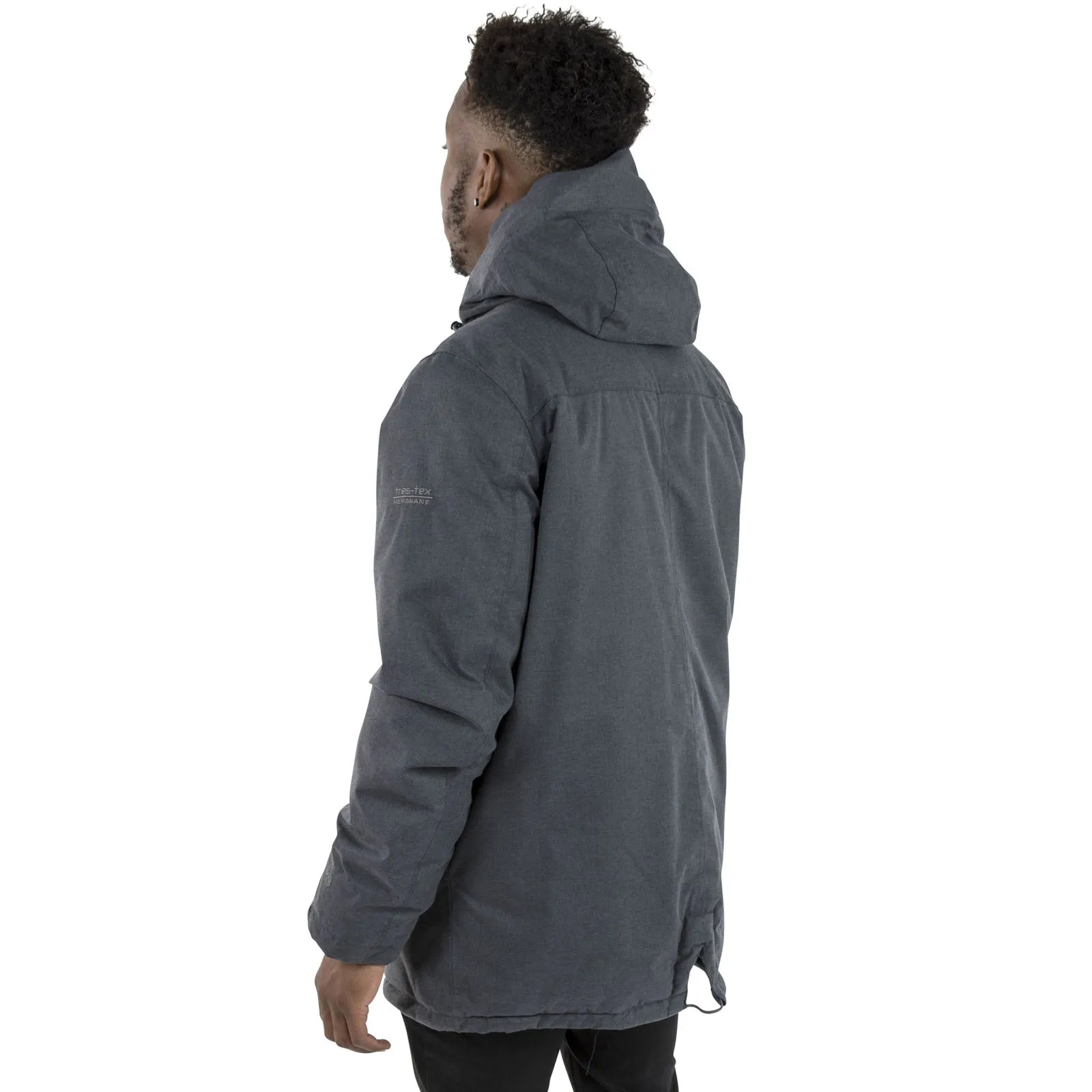 Trespass Mens Glover Hooded Waterproof Long Jacket - Grey