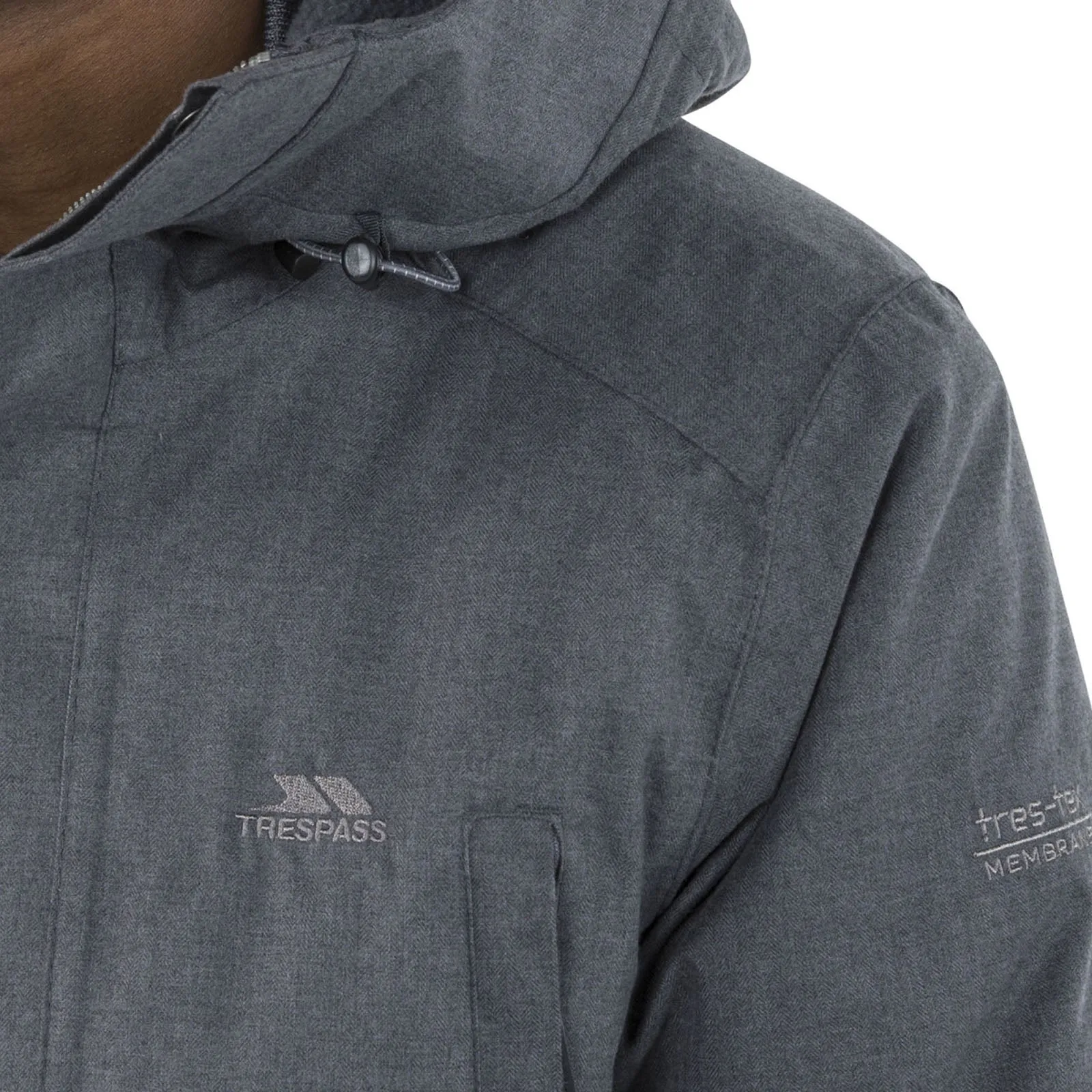 Trespass Mens Glover Hooded Waterproof Long Jacket - Grey
