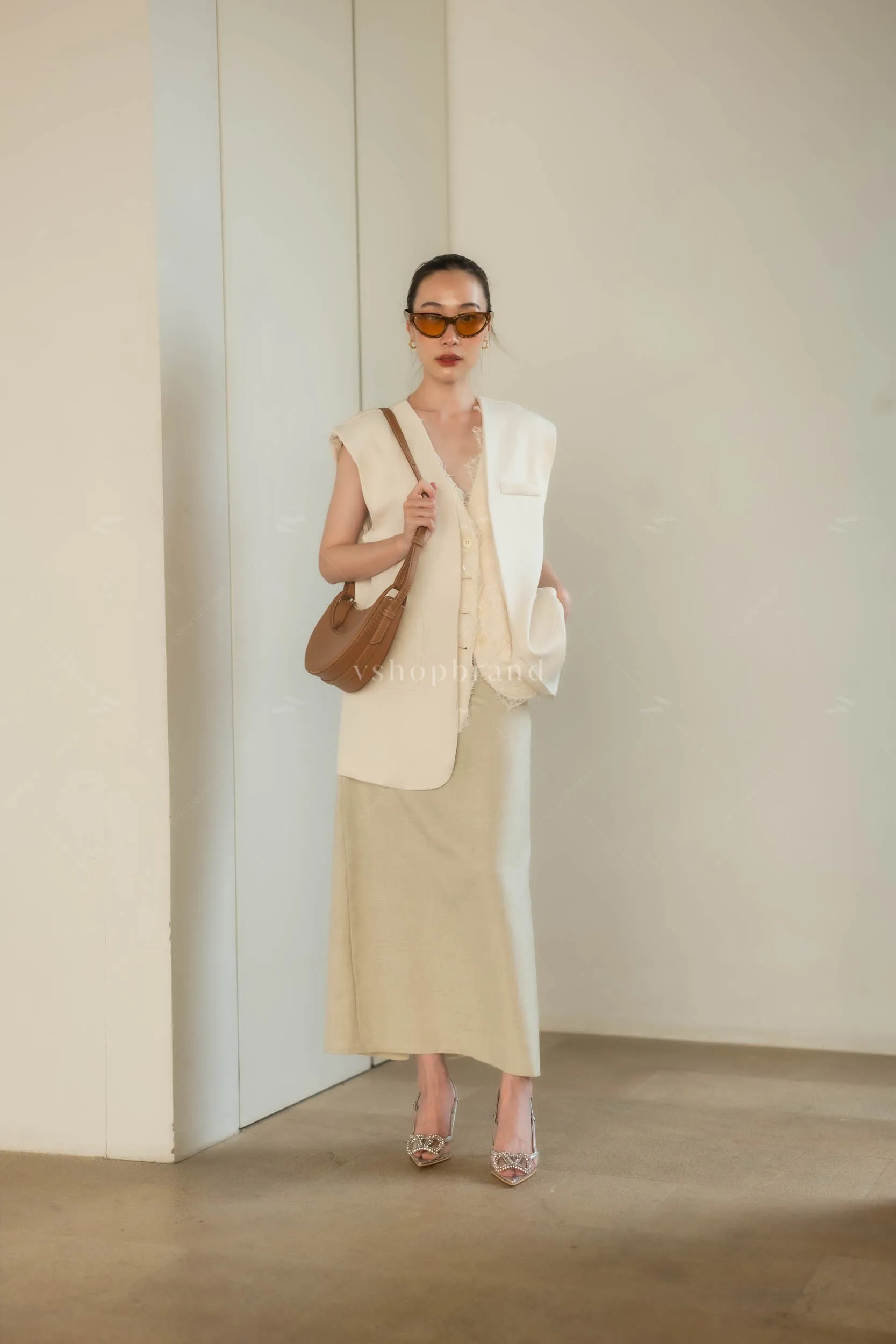 Vegas waistcoat cream