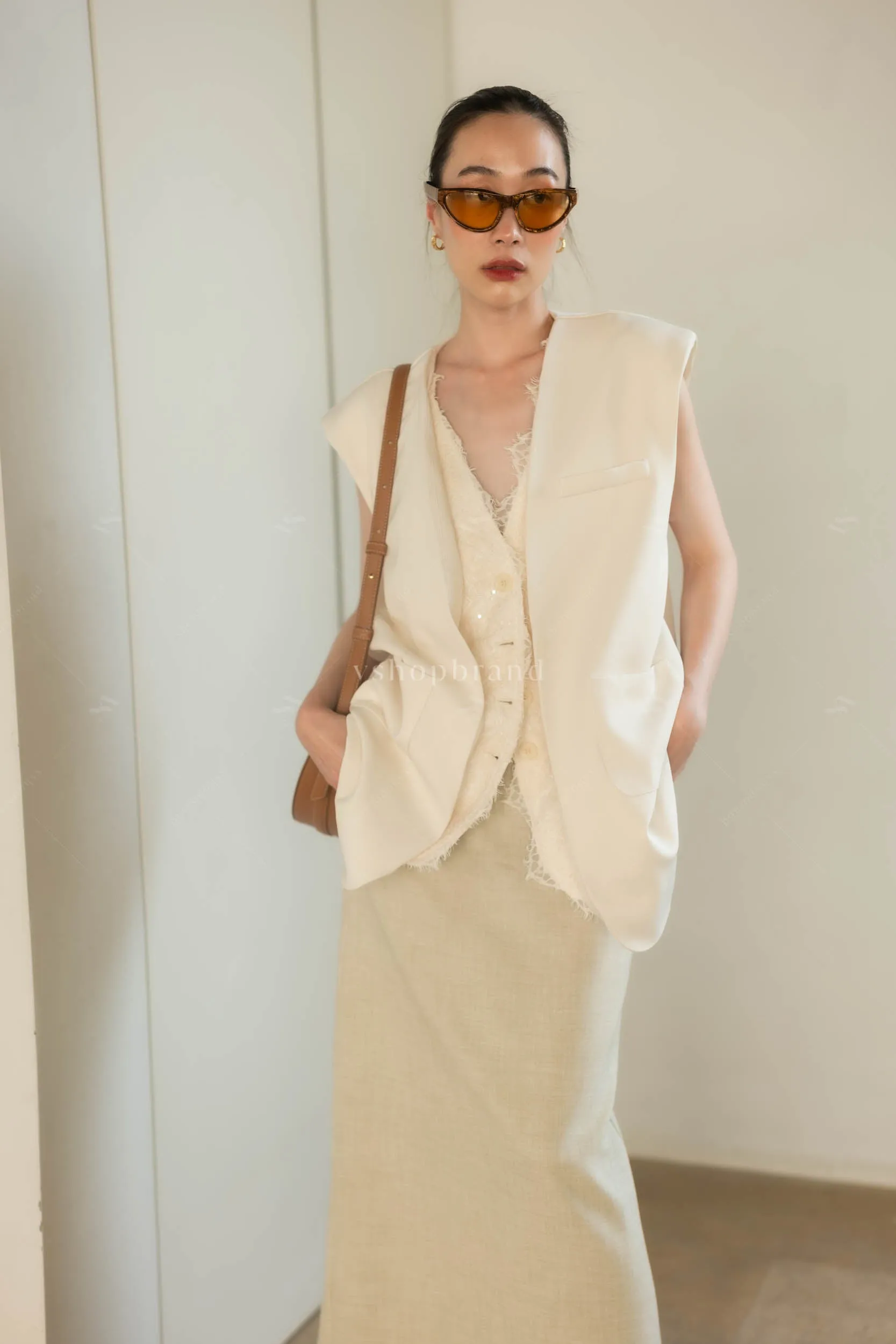 Vegas waistcoat cream