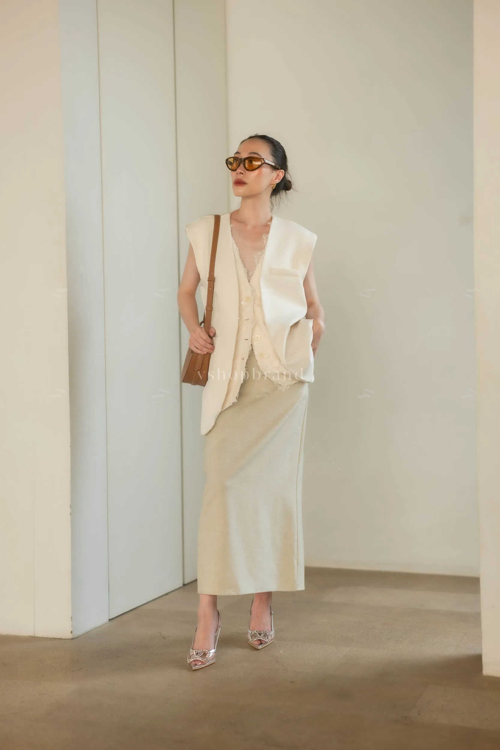 Vegas waistcoat cream