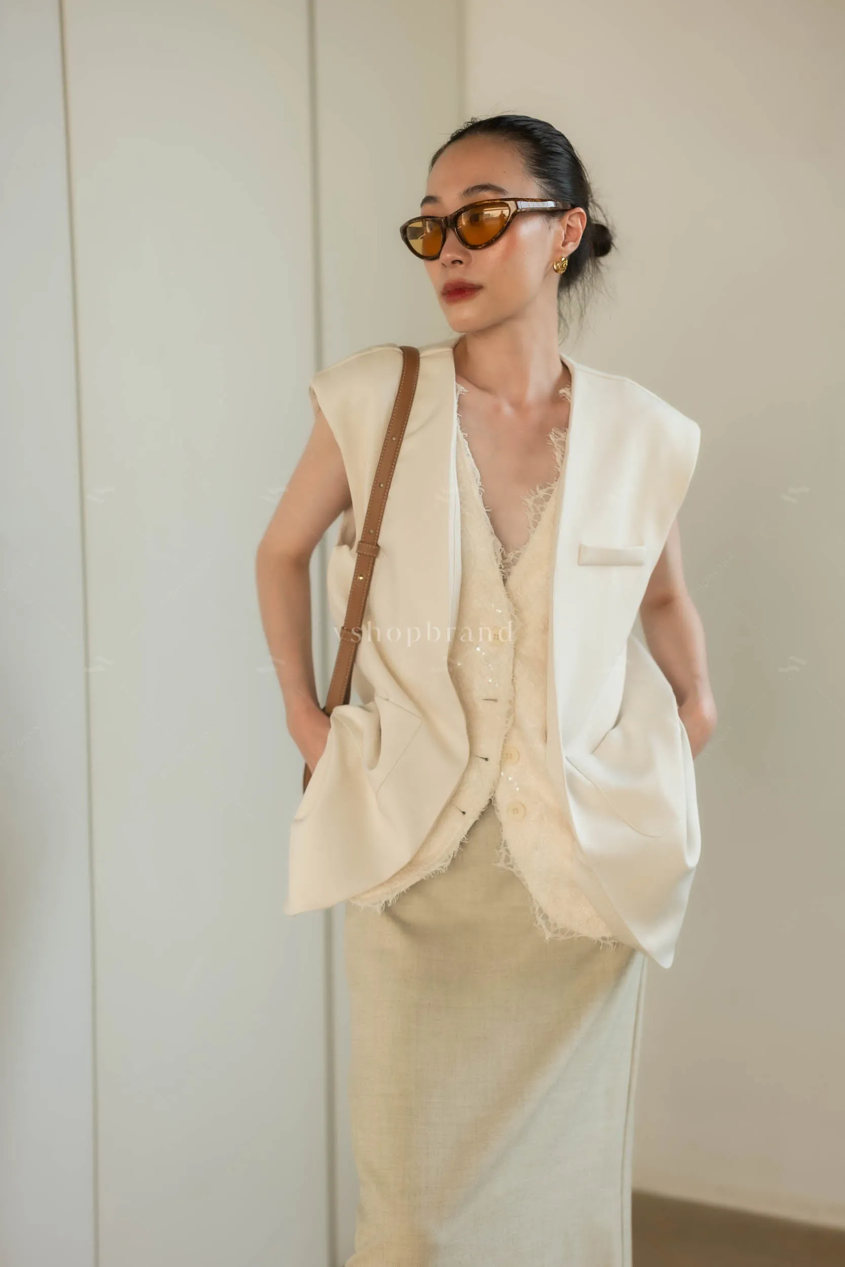 Vegas waistcoat cream