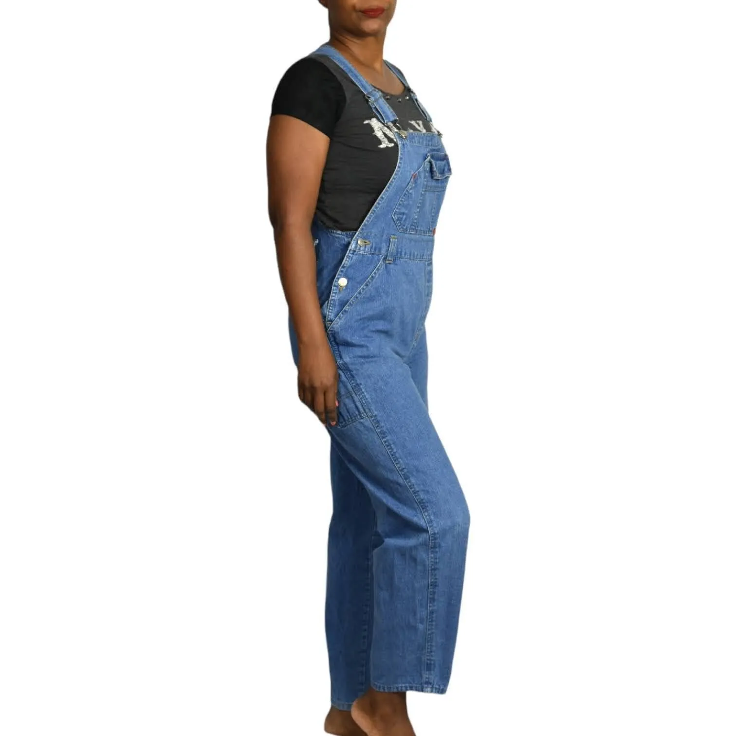 Vintage Bib Overalls Jean Carpenter Belt Loops Squeeze 90s Coveralls Size Large