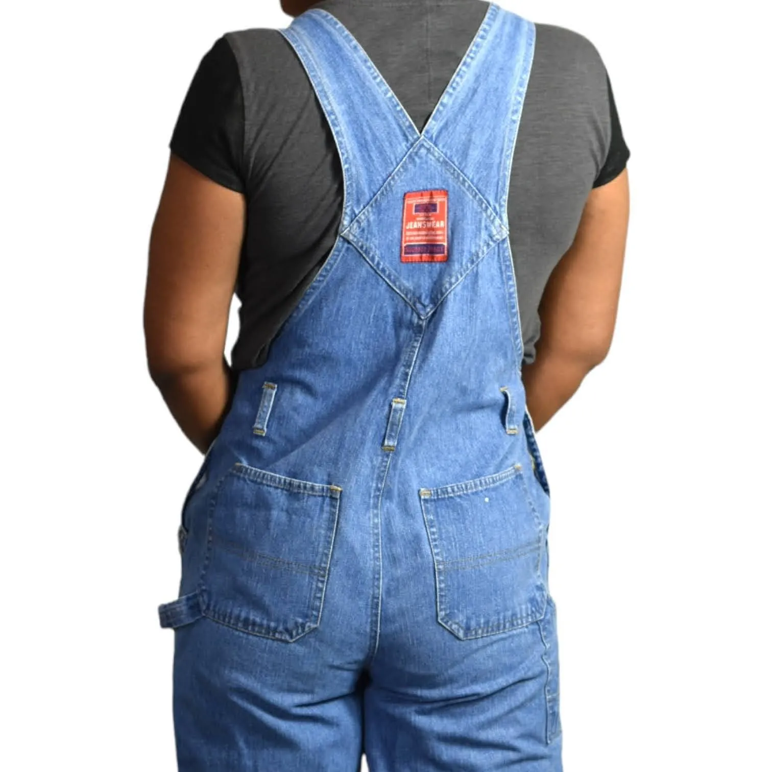 Vintage Bib Overalls Jean Carpenter Belt Loops Squeeze 90s Coveralls Size Large