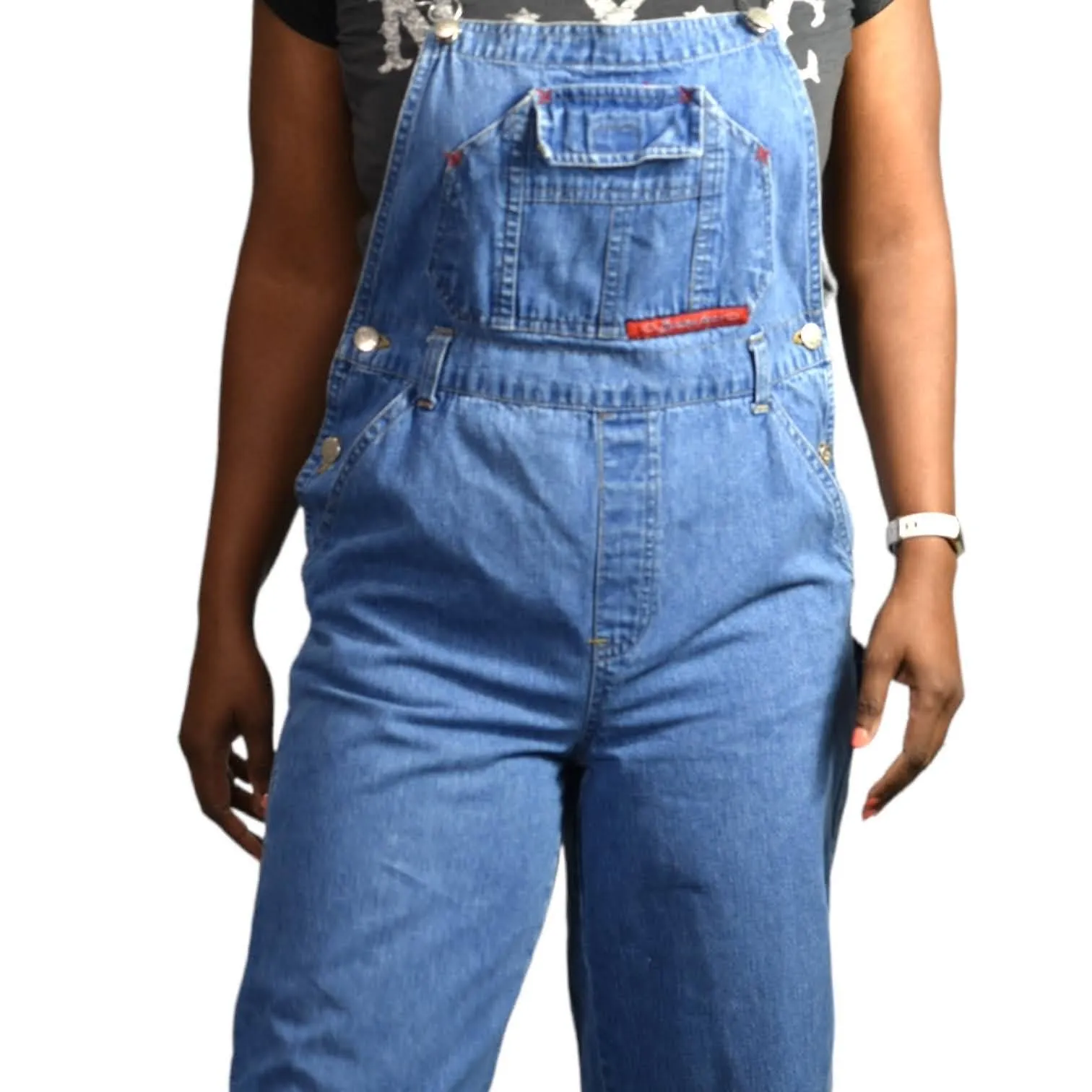 Vintage Bib Overalls Jean Carpenter Belt Loops Squeeze 90s Coveralls Size Large