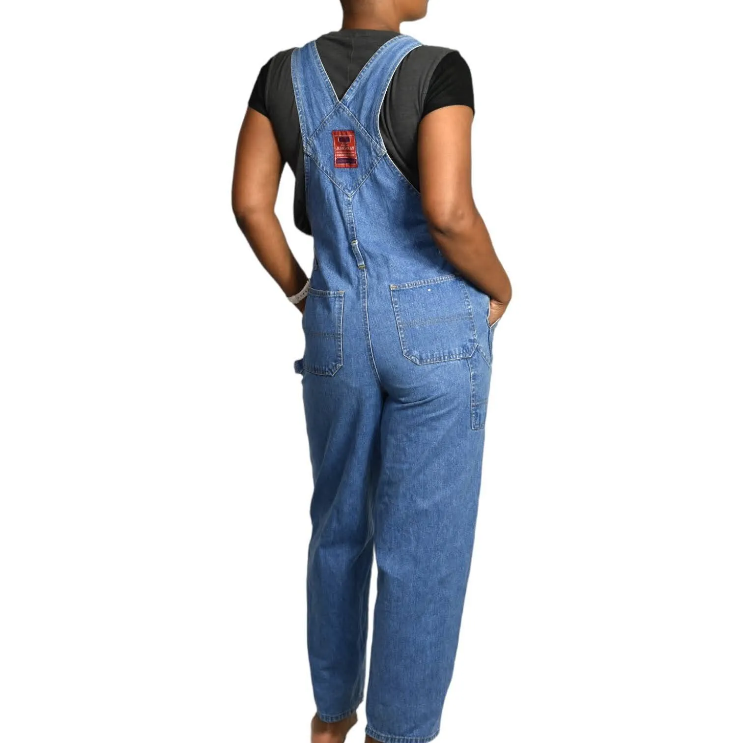 Vintage Bib Overalls Jean Carpenter Belt Loops Squeeze 90s Coveralls Size Large